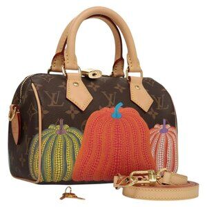 LOUIS VUITTON Pumpkin Yayoi Kusama Speedy Bandouliere 20 M46469 Auth BA1047SM